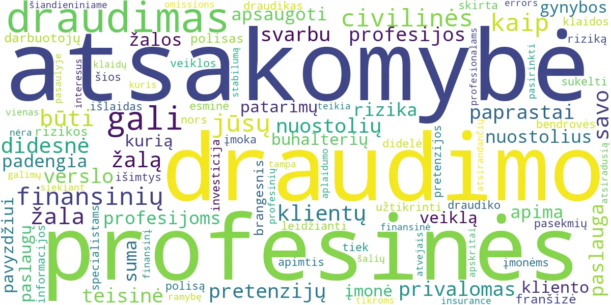 Word cloud for article: Profesinės Atsakomybės Draudimas: Būtina Apsauga Verslui