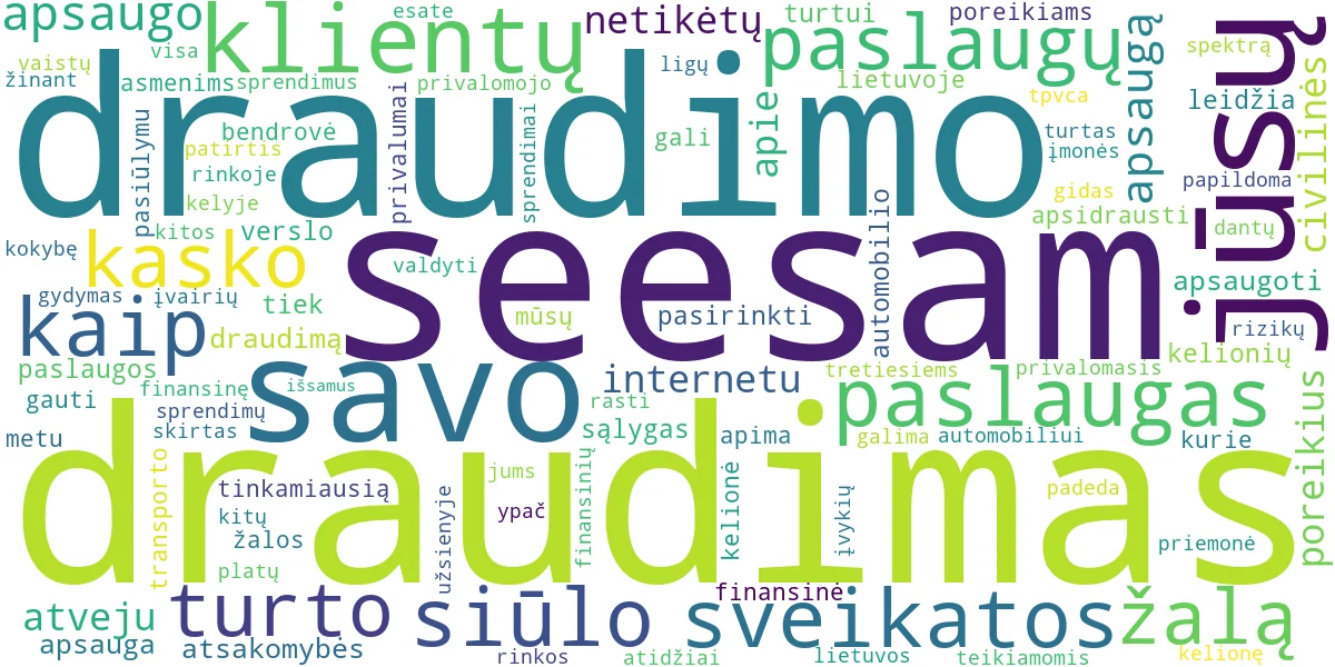 Word cloud for article: Seesam Draudimas: Visos Paslaugos ir Pasiūlymai