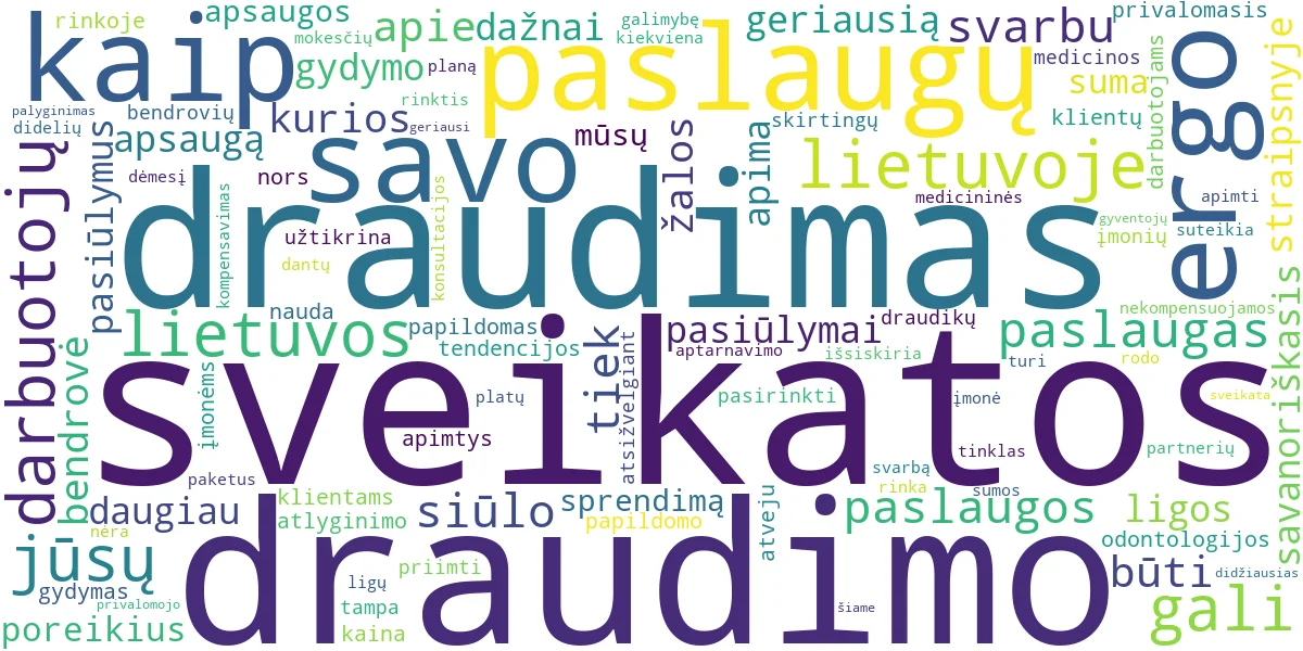 Word cloud for article: Sveikatos Draudimas Lietuvoje: Palyginimas ir Geriausi Pasiūlymai