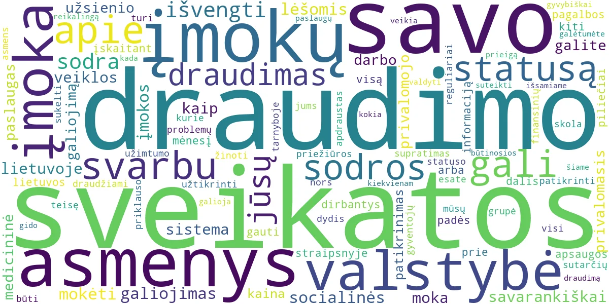 Word cloud for article: Sveikatos Draudimas (PSD): Galiojimas, Patikrinimas ir Kaina