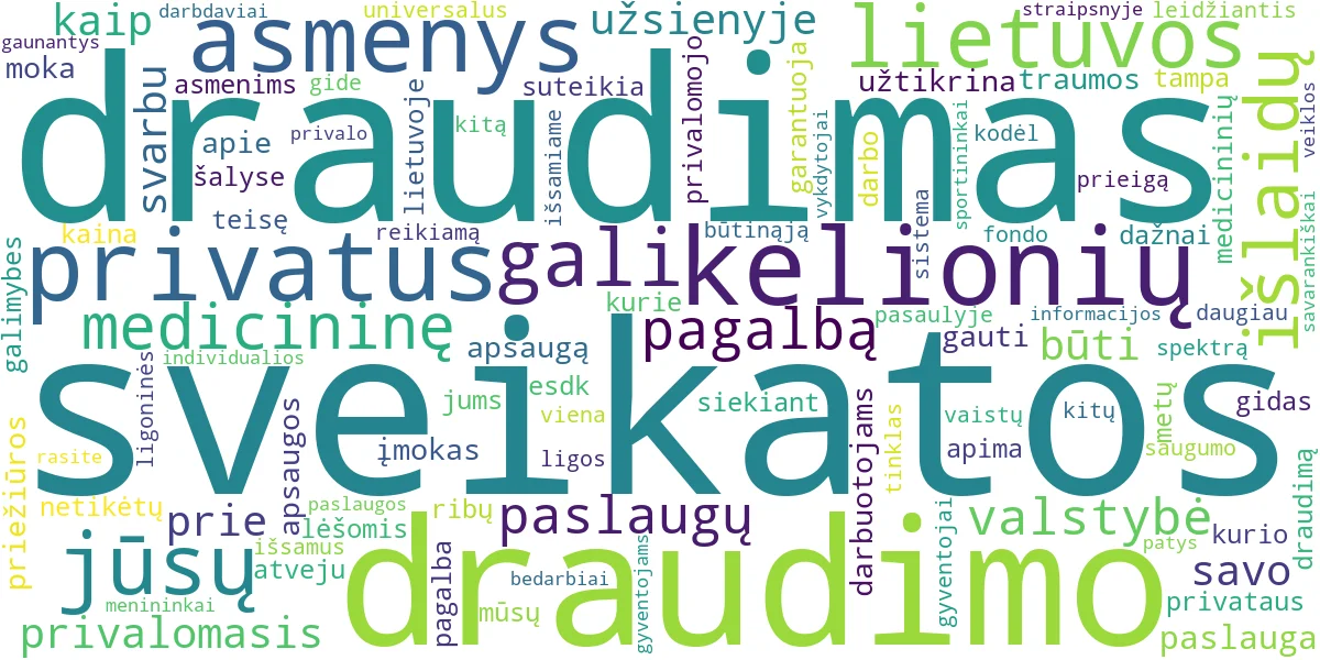 Word cloud for article: Sveikatos Draudimas: PSD, Privatus ir Kelionių Gidas