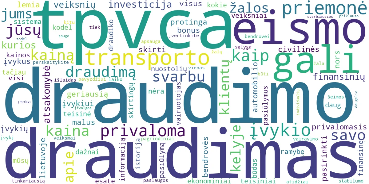 Word cloud for article: TPVCA Draudimas: Kaina, Būtinybė ir Pasirinkimo Gidas