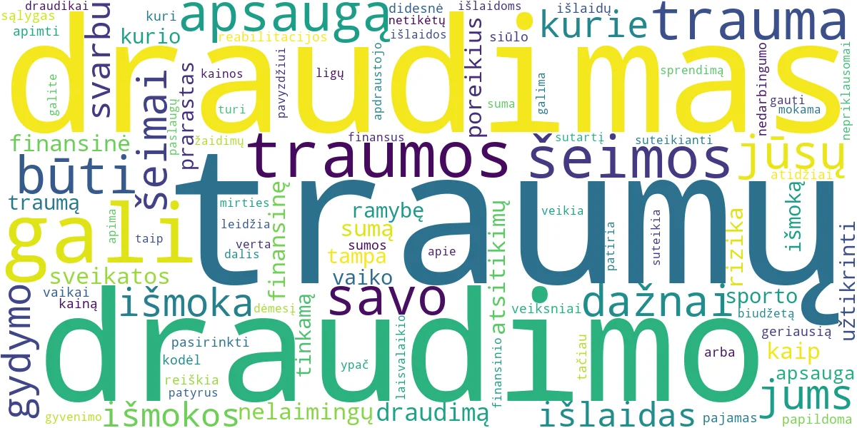Word cloud for article: Traumų Draudimas: Geriausia Apsauga Šeimai ir Kainos