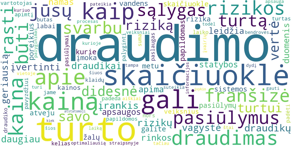 Word cloud for article: Turto Draudimo Skaičiuoklė: Greitai Apskaičiuokite Kainą