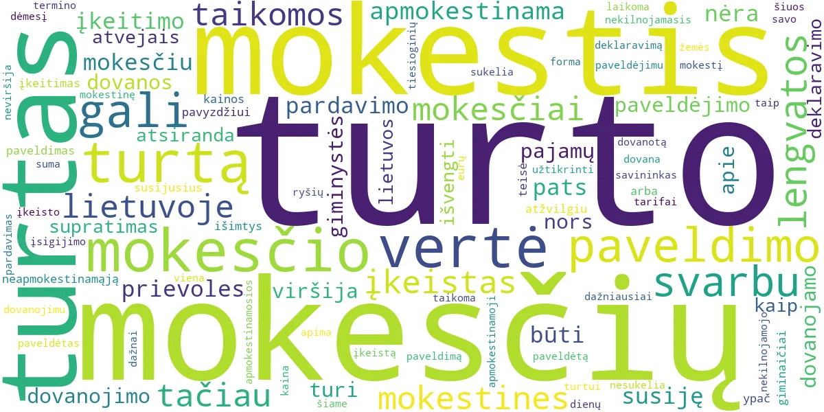 Word cloud for article: Turto Mokestis Lietuvoje: Paveldimas, Dovanojamas, Įkeistas