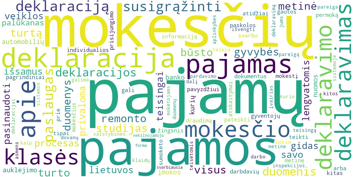 Word cloud for article: VMI Deklaravimas: Išsamus Gidas ir Metinė Deklaracija