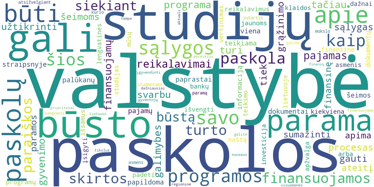 Word cloud for article: Valstybės finansuojamos paskolos: būsto, studijų parama